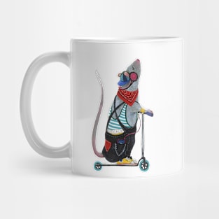 Young Rat riding Scooter Mug